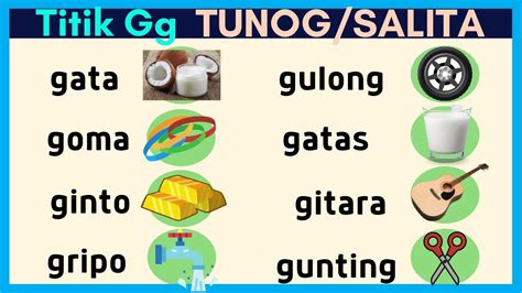 salitang nagtatapos sa g|Gg .